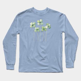 Lucky Four-Leaf Clovers watercolor Long Sleeve T-Shirt